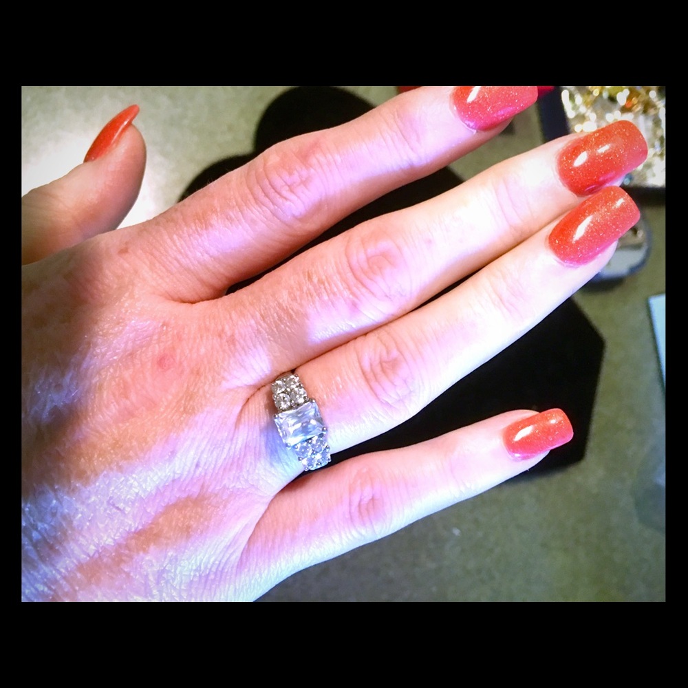 Gorgeous Diamond 14k over sterling silver size 7.5 ring